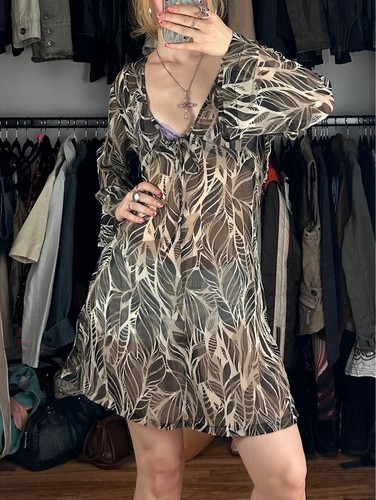 Vintage monsoon sheer neck - sheer, v-neck