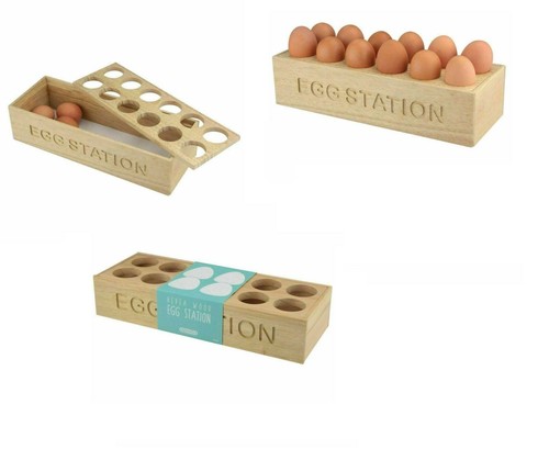 Hevea wood eggs - wood, 12