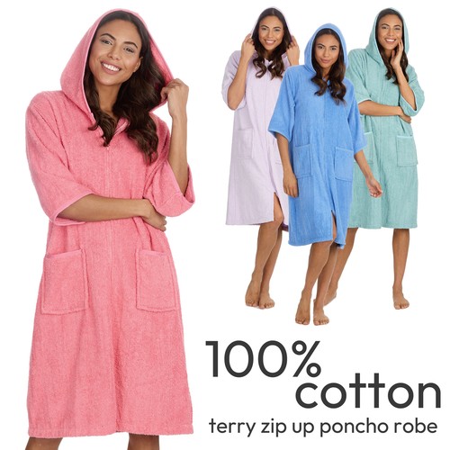 Ladies terry hooded gown 100 - gown, 100%