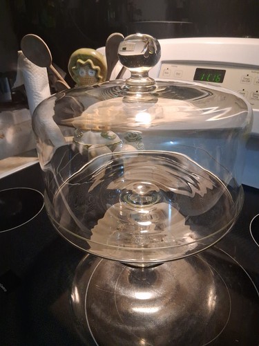 Large vintage glass dome - large, cake