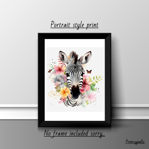 Zebra animals poster print - a4,