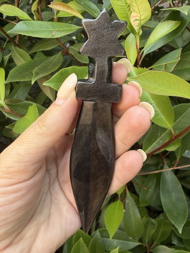 Silver sheen obsidian - obsidian, dagger