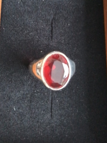 Silver garnet ring - silver, unisex.