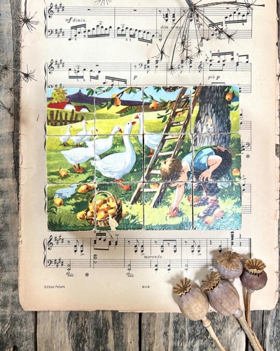 Antique wooden lithograph - antique,, wooden,