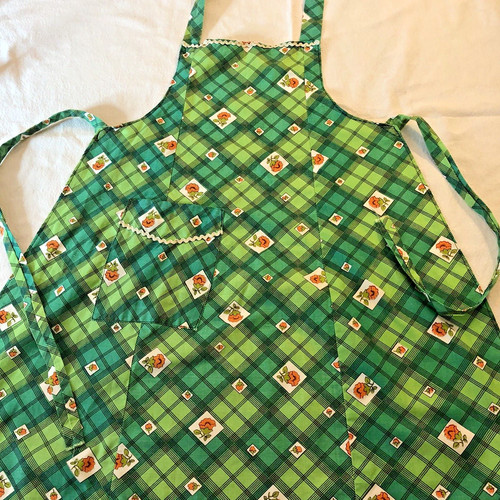 Vintage cotton apron handmade - vintage,