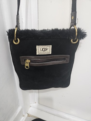 Black suede and faux - , fur