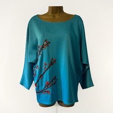 SATIN EMBROIDERED TUNIC BLOUSE