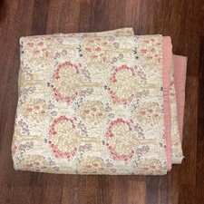 Welsh Antique Floral Print Reversible Pink/ Cream Quilt Cymru Wales
