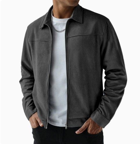 Mens faux suede - lapel, jacket