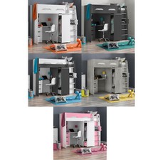 Wood High Sleeper, Pegasus Storage Bed Single, 5 Colour and 4 Mattress Options