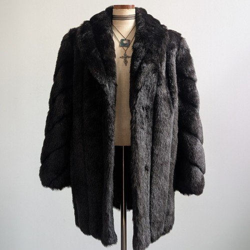 Vintage black faux - black, fur