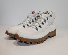 Hunter Desert Commando Combat Boots Men's UK 9 White Canvas Round Toe Lace Up