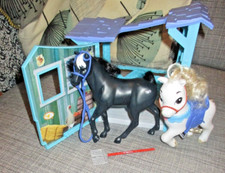 Just Play Horse Riding Stable w/ opening door Play Set & Extra 2 Horses & Rake