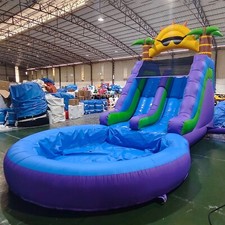 26FT Commercial Inflatable Dual Water Slide Bounce House w/Climb Wall & Big Pool