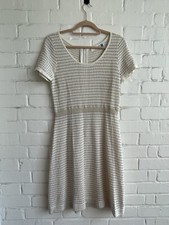 Anthropologie Sparrow Gilt Grid Ivory Gold Sweater Dress Size L