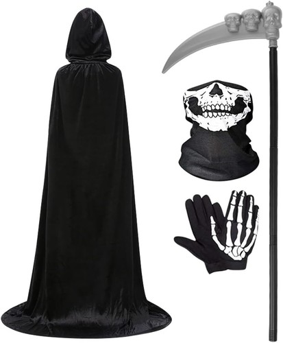 Halloween black hooded cloak - halloween,