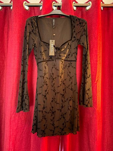 Motel black floral sheer mesh - floral,