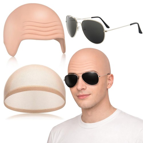 3pcs bald cap adult - bald,