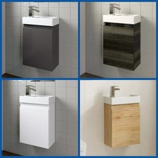 400mm Wall Hung Slimline Cloakroom Vanity Unit Bathroom Sink Basin Grey White