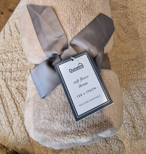 Dunelm beige fleece sofa throw - dunelm,