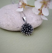 Sea Urchin pendant in sterling silver, Sea Anemone charm, Ocean Lovers gift