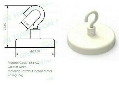 32mm pot magnets - 32mm, hook