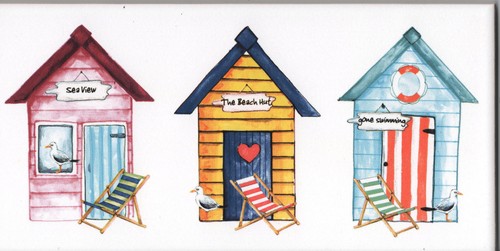 Beach hut border decor tiles - beach,