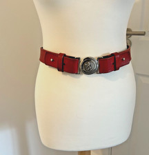Lion buckle leather - belt, red