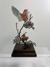 Albany Royal Worcester Porcelain Flying Finch On Bronze Tree Branch R Fryer
