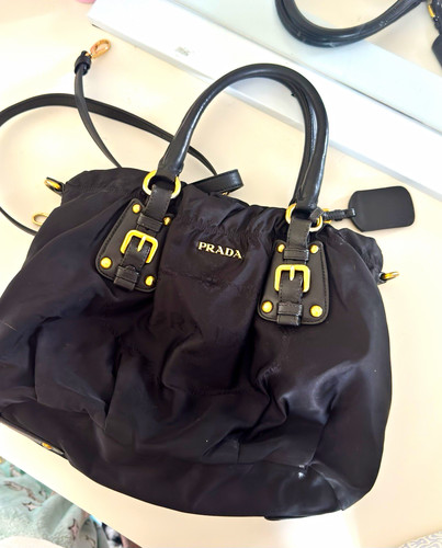 Prada black nylon leather - nylon,