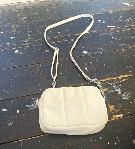 Cream quilted faux leather - cream,