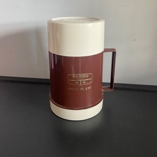 Thermos Vintage Vacuum Food Flask Brown Cream Model No 710/711 Picnic Lunch Work