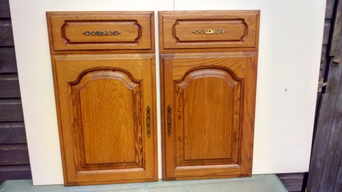 Pair solid medium oak kitchen - pair,