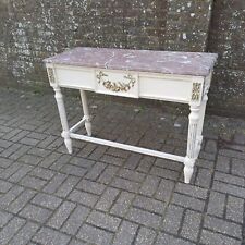 Striking Late Victorian Painted Shabby Chic Marble Topped Side Table Washstand