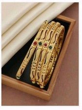 22k gold plated Indian bangles women's fashion ethnic jewellery  4 Pcset 2.6