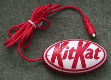 Vintage PC Kit-Kat Red Computer Serial Ball Roller Mouse - 6 Pin Wired