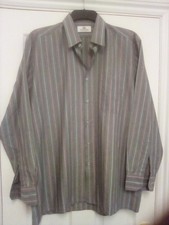 Rael Brook Mens Shirt Striped Grey Cotton Blend X Large
