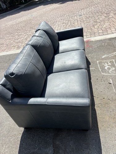 Dark gray leather sofa - dark,