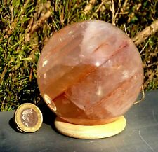 Fire Quartz Girasol Chatoyant Hematoid Crystal Ball Luck Confidence 734g 8.11cm