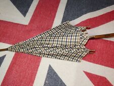 Aquascutum Umbrella 1960’s Rare Designer Nova Check Wood Long Classic Vintage