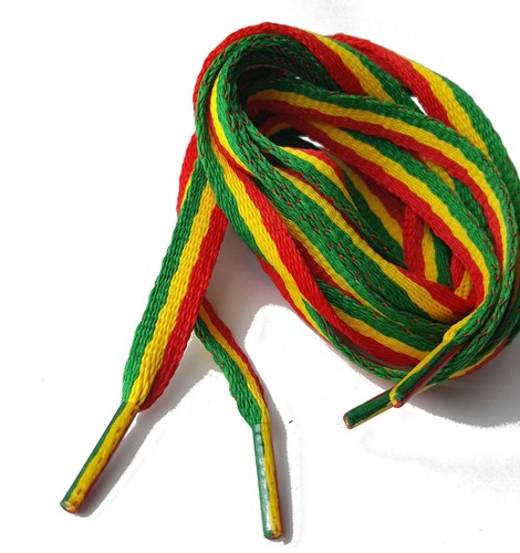 10mm flat shoelaces - 10mm, rasta