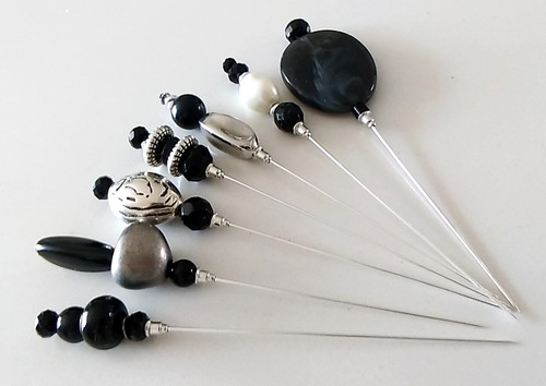 Vintage bead hat pins - 7,