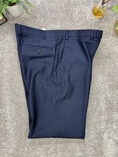 M&S Alfred Brown Trousers Pure New Wool W38 L31 Navy Dress Formal Office Suit