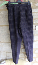 M&S Ladies check Trousers Size 16 Waist 74cm Hips 104cm Rise 30cm Length 102cm