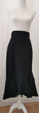 M&S Ladies Skirt Size 16 Black Waistband Asymmetrical Layered Hemline Back Zip