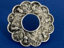 LOVELY ANTIQUE VICTORIAN SOLID SILVER SCOTTISH THISTLE PLAID BROOCH C.1890