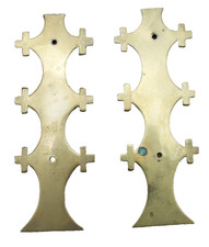 RECLIAMED PAIR OF BRASS GOTHIC CHURCH DOOR FINGER PUSH PLATES    (FREE POST )