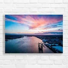 Stunning Sunset City Skyline Original Canvas Print Large Picture Wall Art
