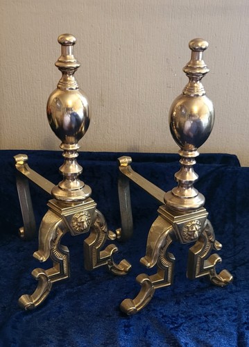 Pair brass andirons fire - of, andirons/