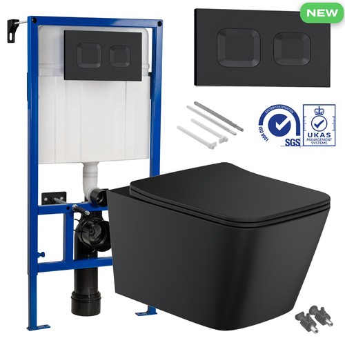 Black wall hung toilet - wall, square